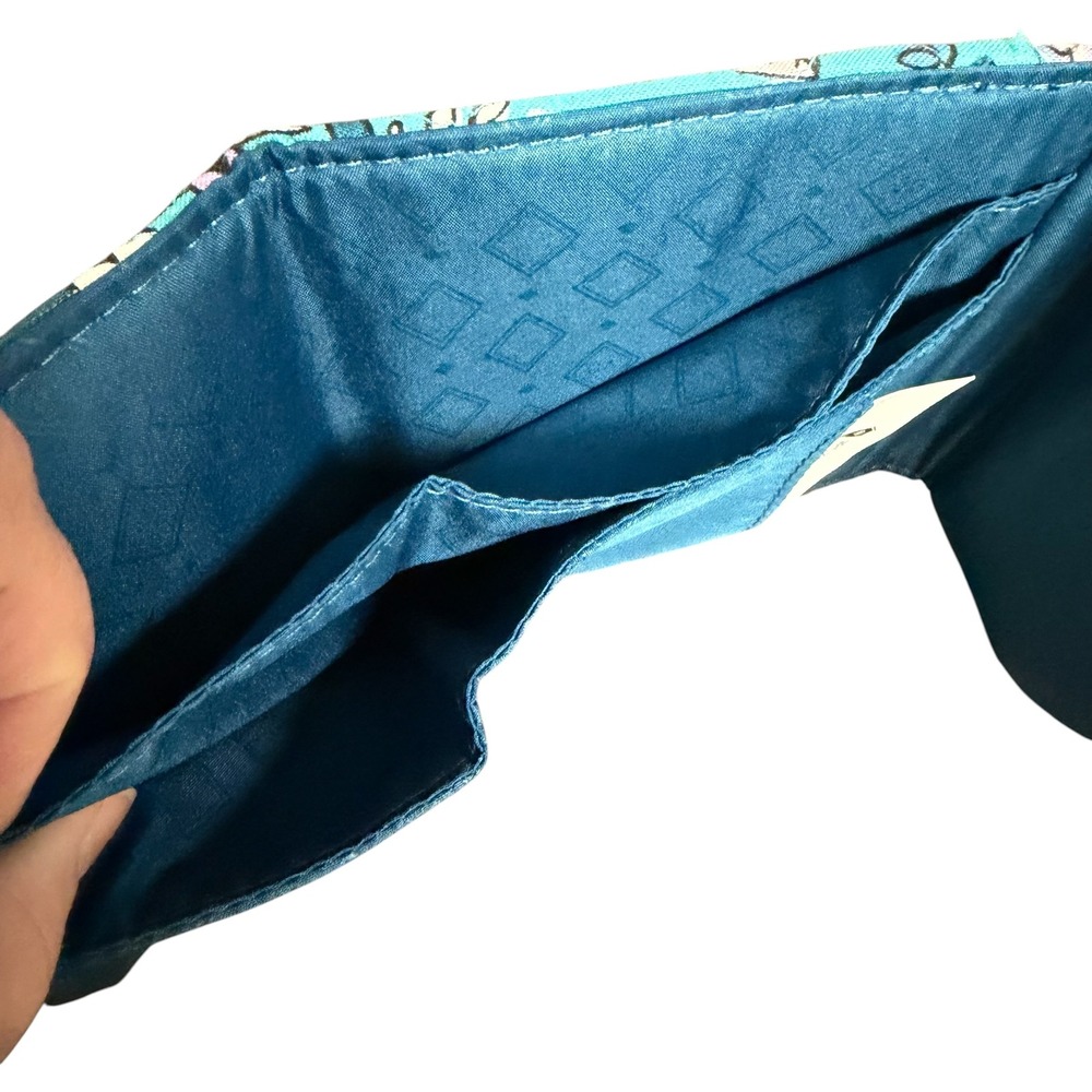 Vera Bradley Peacock Garden RFID Mini Tri-Fold Wallet Teal Quilted Cotton NWT - Picture 5 of 10